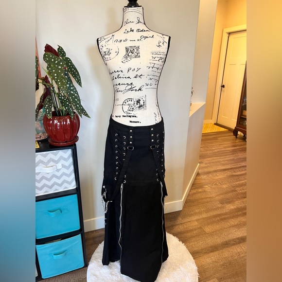 Tripp nyc Skirts Vintage Tripp Black Long Goth Skirt With Chains